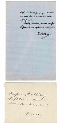 HISTORY - BARTHELEMY SAINT HILAIRE Jules (1805 - 1895) - Autograph letter signed - France. Transl 