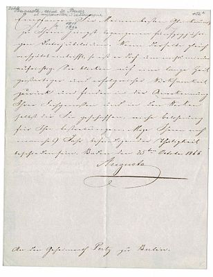 HISTORY - AUGUSTA Marie, Louise, Catherine (1811 - 1890) - Autograph letter signed - France. Quee 