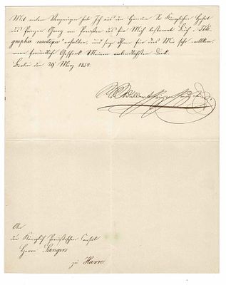 HISTORY - ADALBERT Heinrich Wilhelm (1811 - 1873) - Autograph letters signed - Prussia. Admiral 