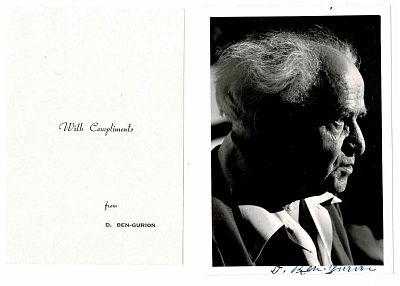 HISTORY - BEN GOURION David (1886 - 1973) - Signed printed photograph - Israel. Emigrated to 