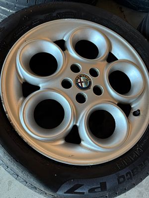 ALFA ROMEO 156 - FOUR ALLOY WHEELS WITH TIRES. 4alloy wheels with P7 Pirelli belted tires 
Alfa 