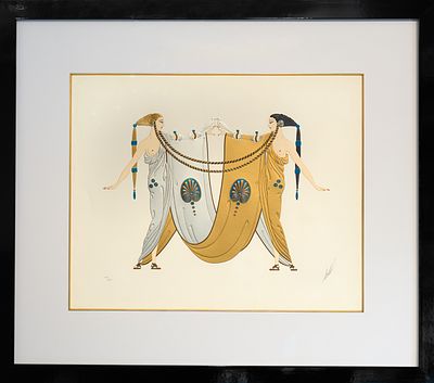 Erte шелкография &laquo;Sisters&raquo;, США, 1980-е гг. 88 х 105 см. 
Под изображением авторские подпись 