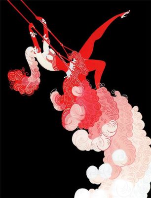 Erte - Эрте. Trapeze. Шелкография. США, 1980-е. 100 х 70 см. Работа оформлена в винтажную 
