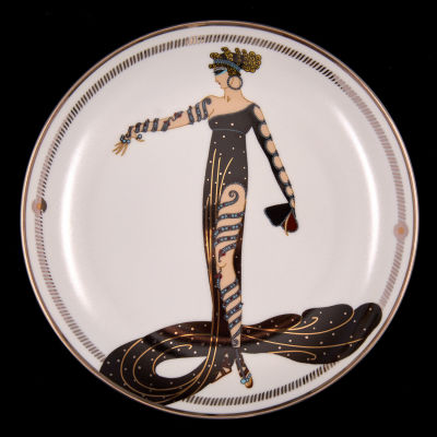 Erte - Erte коллекционная тарелка &laquo;Рубины и жемчуга&raquo;, США, 1980-е. Д: 21 см. 
Фарфор, деколь. 