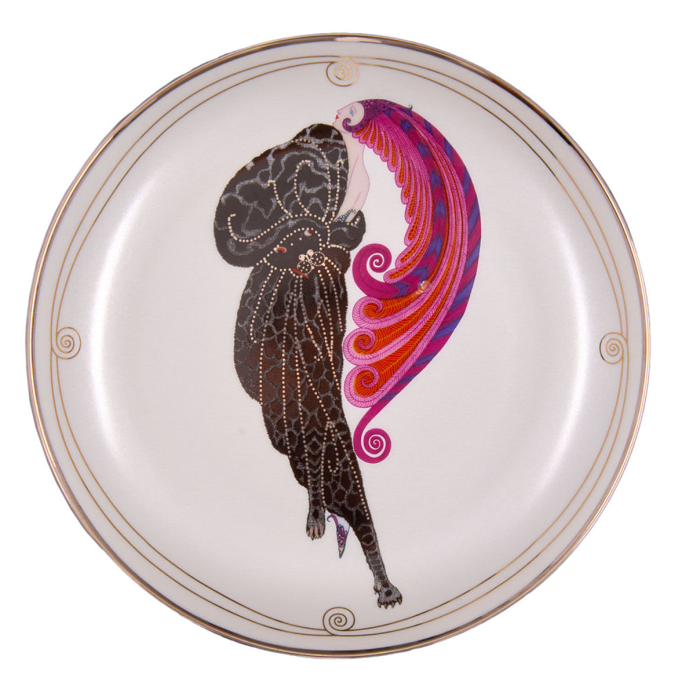 Erte. Декоративная тарелка "Красавица и чудовище". США, 1980-е. Д: 21 см. 
Фарфор, деколь 