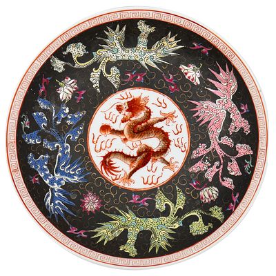 Китайская чаша с драконом, 1970-е гг. д.: 27,5 см 
клеймо на основании