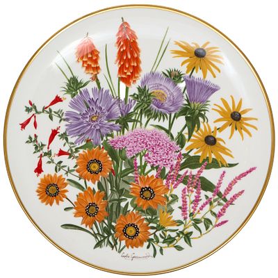 Wedgwood декоративная тарелка "Сентябрь" из коллекции "Цветы года", Англия, 1977 г. д.: 27 см 