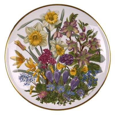 Wedgwood коллекционная тарелка «Март», серия «Цветы года», Англия, 1977 г. . д.: 27 см 
фарфор 