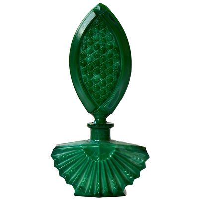 Флакон винтажный, малахитовое стекло, Чехославаки. Красивый винтажный флакон в стиле ар деко 