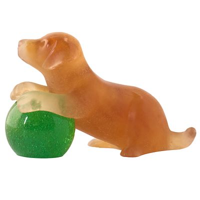 Daum коллекционная статуэтка «Щенок с мячом», Франция, 1980-е гг. клеймо: Daum 
Размер: 10 см 