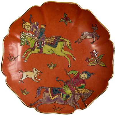 Винтажная фарфоровая мелочница «Kotahi» со сценами охоты, ручная роспись, Япония, 1970-е гг. . Д. 