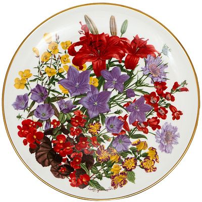 Wedgwood декоративная тарелка "Июль" из коллекции "Цветы года", Англия. 1977 г. д.: 27 см 