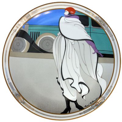 Марси Макдоналд коллекционная декоративная тарелка. Arriving style. США, 1980-е.
Д: 21 см. 