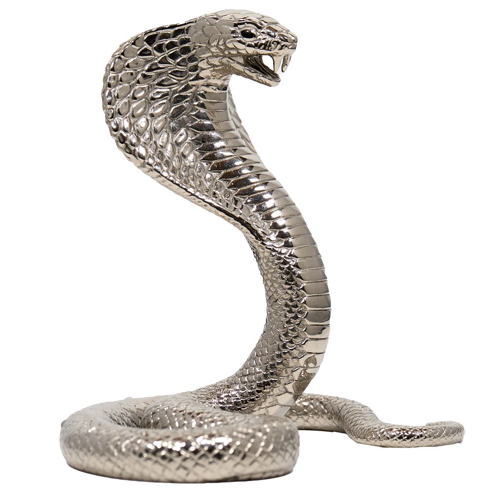 Змея бронзовая скульптура, серебрение. Бронза, гальваническое покрытие - серебрение, 
ручная 