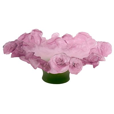 Большая фруктовница Daum &laquo;Roses&raquo;, Франция . клеймо: Daum 
Размер: 28,5 см 
Знаменитая 