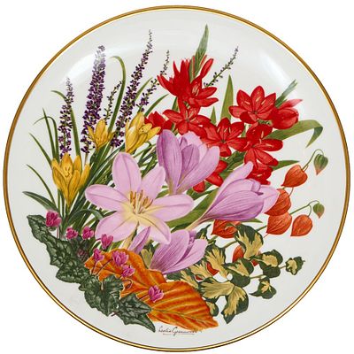 Wedgwood декоративная тарелка "Ноябрь" из коллекции "Цветы года", Англия. 1977 г. д.: 27 см 