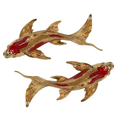 ЗОЛОТЫЕ КАРПЫ КОИ, ПАРА, БРОНЗОВАЯ СКУЛЬПТУРА
. В Японии карп — это мужской символ. Когда в 