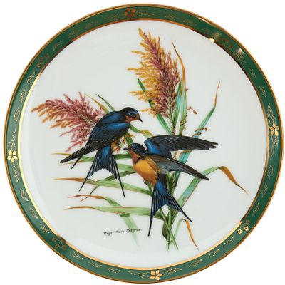 Коллекционная тарелка Barn Swallows/ Амбераная ласточка, серия "Певчие птицы", США, 1990 г. клей 