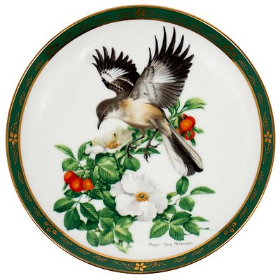 Коллекционная тарелка Mockingbird/Пересмешник, серия "Певчие птицы", США, 1990 г. клеймо и 