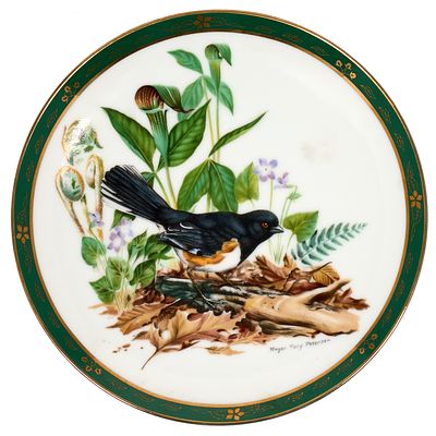 Коллекционная тарелка Towhee / Восточный тауи, 
серия "Певчие птицы", США, 1990 г. клеймо и 