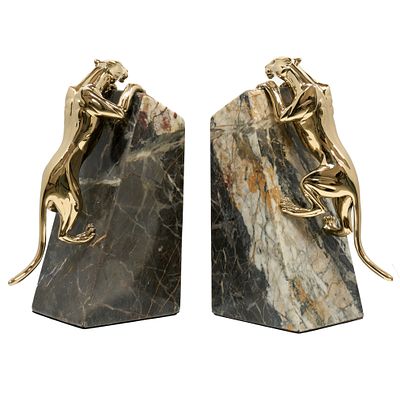 Подставки для книг &laquo;Пантеры&raquo;, полностью ручная работа 
Бронза, патинирование, итальянский мрамор 