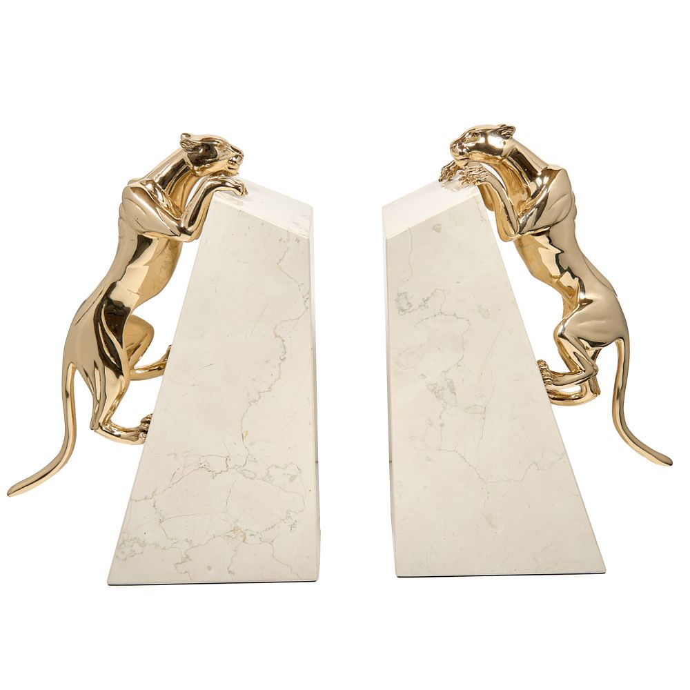 Пантеры держатели для книг, бронза, ручная работа, основание: мрамор . полностью ручная работа 