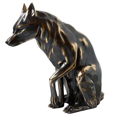 авторская скульптура Галереи Lea - Волк бронзовая скульптура. Волк знает свою силу и не боится 