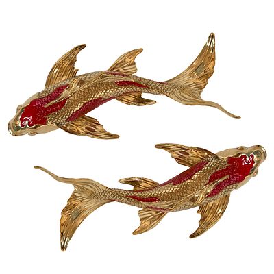 Карпы кои бронзовая скульптура с росписью эмалями. В Японии карп — это мужской символ. Когда в 