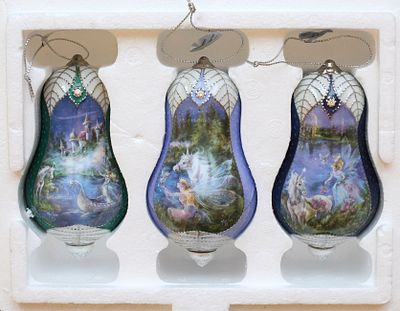 Винтажный набор из трех новогодних украшений украшений Mimi Jobe Fairyland от Bradford Exchange 