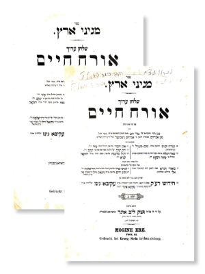 R. Akiva Eiger. Shulchan Aruch Orach Chaim. First Edition. Both Volumes. Johannesburg 1862
. Shul 