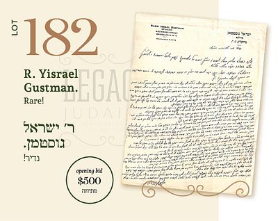 R. YISRAEL GUSTMAN. CHIDUSHEI TORAH. NEW YORK 1950. RARE! 
Autograph letter with Chidushei 