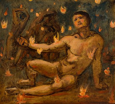 Slevogt, Max (1868-1932). Egg tempera on paperSigned and dated on the reverse27,6 x 11,7 in