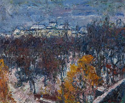 Andreas, Hans (*1947). Blood on fabricSigned and dated lower right11,1 x 9,3 inThis action relic 