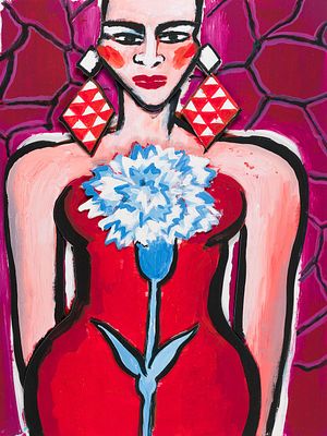 Bach, Elvira (*1951). Etching on action paintingSigned in the centre at the bottom, dated at the 