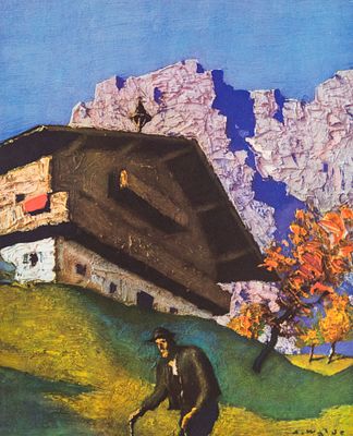 Walde, Alfons (1891-1958). offset lithographySheet size: 15,6 x 12,8 in / Motif size: 13,7 x 11 