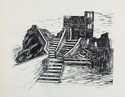 Unbekannter K&uuml;nstler (XX). WoodcutSheet size: 19 x 24,4 in / Motif size: 15,4 x 19,7 in