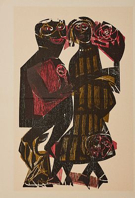 Grieshaber, Hap (1909 - 1981). colour woodcutSheet size: 21,6 x 14,8 in / Plate size: 18,7 x 11 