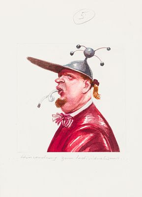 Deix, Manfred (1949-2016). 5 CaricaturesWatercolor and pencil on cardboardLabeled and 