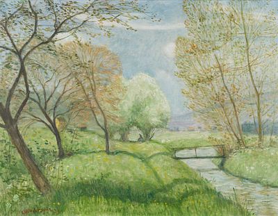 Modersohn, Otto (1865 - 1943). Allg&auml;u - Spring in the Little Forest at the Hirschbach, 1939Oil 