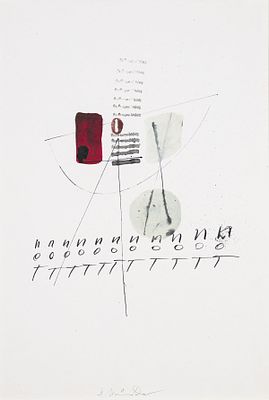 Staudacher, Hans (1923-2021). DistressWatercolor, ink and stampsSigned lower middle19.69 x 13.78 