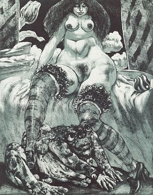 Aigner, Fritz (1930-2005). The Beauty and the Beast cycle “The Frog Prince”, 1970Aquatint 