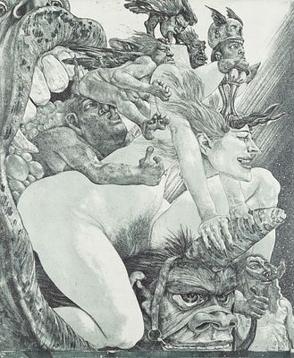 Aigner, Fritz (1930-2005). The Witch's Triumph, 1970Aquatint etchingSigned and dated lower right 