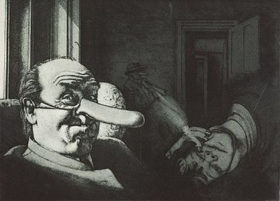 Helnwein, Gottfried (*1948). The Long Nose, 1973Aquatint etchingSigned and dated lower right 