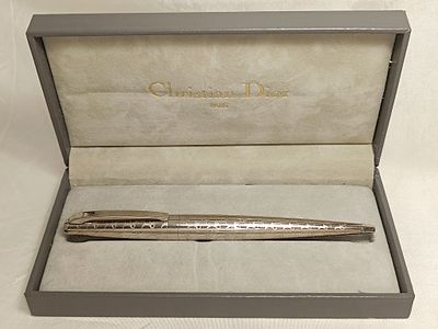 Christian Dior Paris steel ballpoint pen with original case