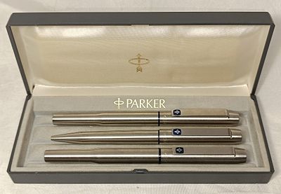 Case with 3 steel Parker Pens