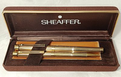 Case with ballpoint pen and fountain pen with 14K Sheaffer nib