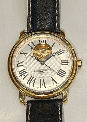 Rel&oacute;gio Frederique Constant autom&aacute;tico em a&ccedil;o e plaqu&ecirc;