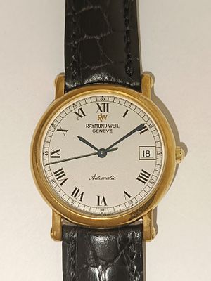 Rel&oacute;gio Raymond Weil autom&aacute;tico em a&ccedil;o e plaqu&ecirc;