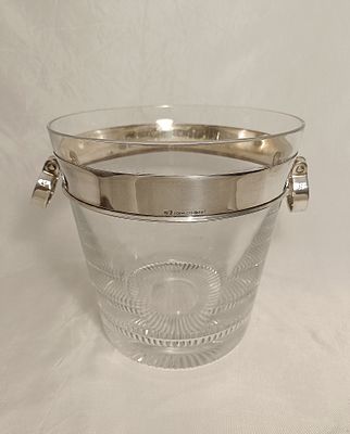 Topaz brand crystal and 925% silver bottle bucket with handles, 21.5cm wide x 19cm high