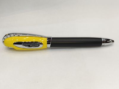 Original Ducati steel ballpoint pen with motorbike motif, original case and brand warranty 